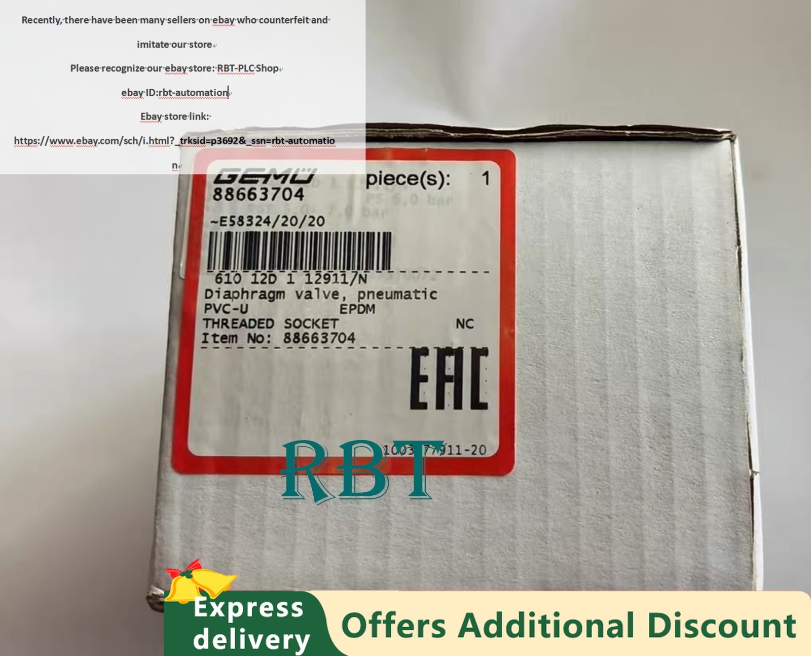 610 12D 1 12911/N Diaphragm valve brand new FedEx/DHL