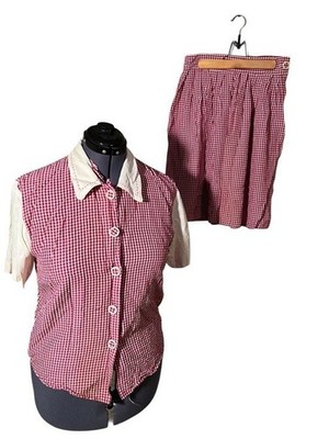 Vintage Sophisticates by Jonathan Martin Women's Skirt Set Pink White Gingham