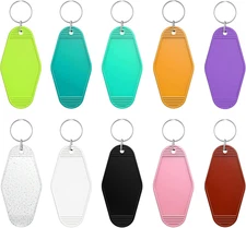 10 Pcs Blank Hotel Keychain Tags, Blank Motel Keychain with Key Rings, 10 Colors