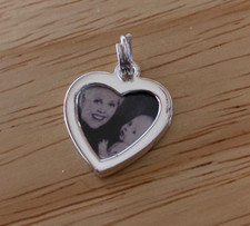 Sterling Silver 15x18mm Miniature 1 Photo Picture Heart Frame Charm