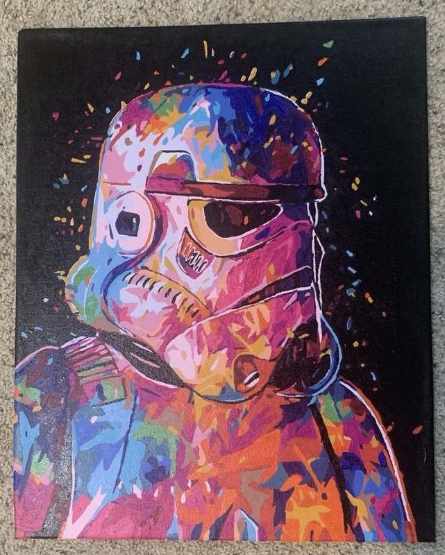 Storm Trooper Fan Art 16X20  Original Painting Expressionism Star Wars Colorful