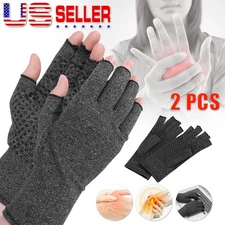 2Pair Copper Arthritis Compression Gloves Medical Pain Relief Hand Support Brace