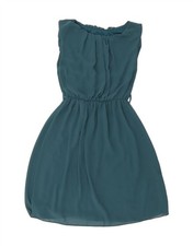 VINTAGE Womens Sleeveless A-Line Dress UK 4 XS Blue Polyester DE80