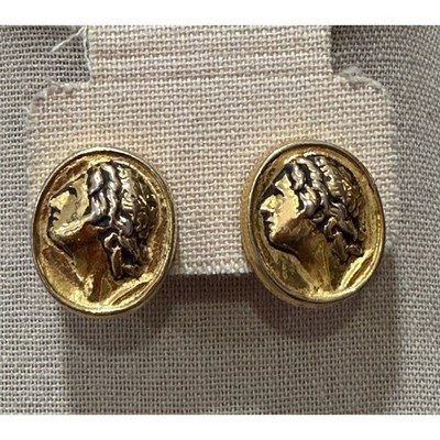Akkon Greco-Roman Coin Clip-On Earrings Women OS Gold Good Vintage Relief
