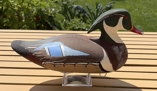 Captain Harry Jobes Wood Duck Drake Hand Painted Decoy Signed 1995