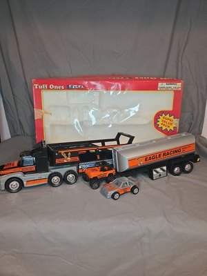 #ad 95 Vintage Remco Tuff Ones Deluxe Road Hauler Set Eagle Racing with Original Box $69.99