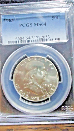 1963 FRANKLIN HALF  DOLLAR (50C)  GRADED  PCGS MS64