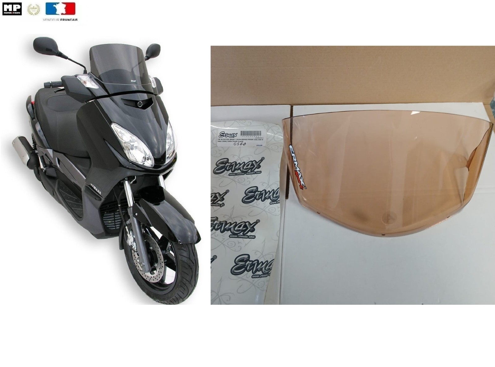 Saute-vent Ermax Yamaha XMAX améliore la pénétration dans l'air et protège le pilote du vent