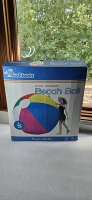 VTG Giant 6 Foot Inflatable 6 Color Beachball, New In Box Massive, GO FLOATS