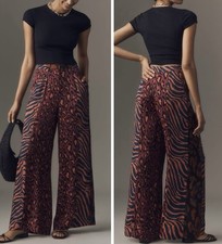 NWT Farm Rio Mixed Print Wide-Leg Pants, Size S