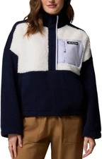 NWT Columbia Women's M Navy/White Pullover Fleece Jacket Color Block