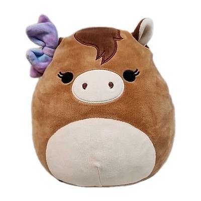 Squishmallow 8'' Tomar The Horse Brown Pony Plush w Tie Die Bow & Fuzzy Tail
