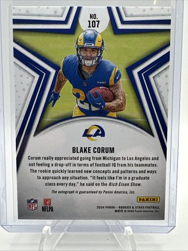2024 Panini Rookies & Stars - Rookies Blake Corum #107 True Blue Signatures /99 - Picture 8 of 13