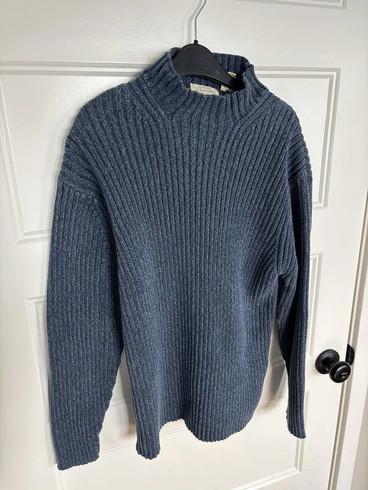 Винтажный вязаный свитер St.John's Bay Fisherman 100% хлопок размер большой с ложным воротником 90-е - Изображение 4 из 4