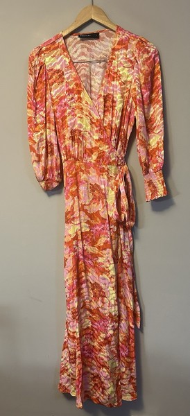 Decjuba Women’s Floral Wrap Maxi Dress Size L Lightweight Colourful 