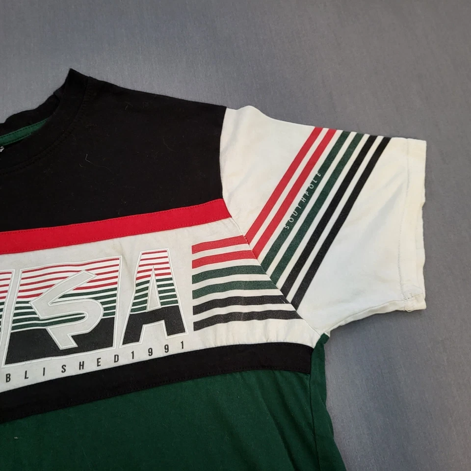 Camisa de Colección EE. UU. SouthPole Para Hombres XL Manga Corta Rayas Tejido Pullover Verde Foto 3 de 4