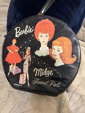 Vintage 1963 Barbie Midge Travel Pals Round Zipper Case by Mattel