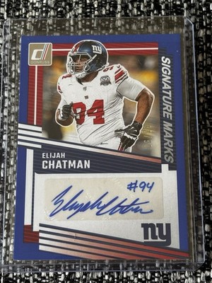 2025 Donruss Elijah Chatman Blue Signature Marks /50 New York Giants