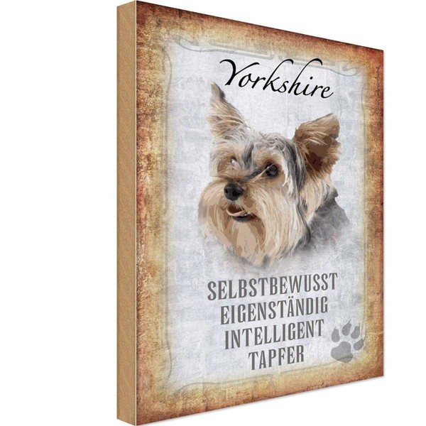 Holzschild 18X12 Cm Yorkshire Hund Tier Haustier Deko Geschenk Holz Schild-image
