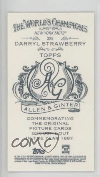 2014 Topps Allen & Ginter's Mini Allen & Ginter Back Darryl Strawberry #325 - Image 2 of 2