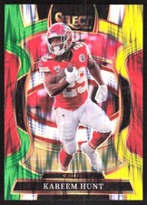 6355K 2025 Panini Select #7 Kareem Hunt Green and Yellow Prizm Shock