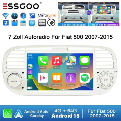 4+64GB 7'' Autoradio Für Fiat 500 2007-2015 Android 15 Apple Carplay GPS Navi RDS