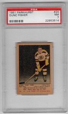 1951-52 Parkhurst #24 Dunc Fisher Rookie PSA 7 NM RC Boston Bruins