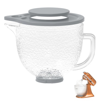 Hammered Glass Mixing Bowl 5 QT and Bowl Lid Covers Compatible With KitchenAi...