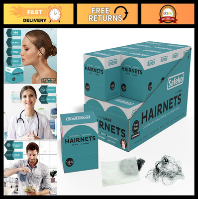 144 PCS Hair Nets - Individually Wrapped, Lightweight Nylon, Latex-Free, Black,