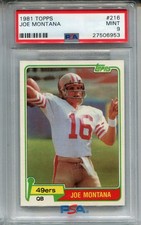 1981 Topps Joe Montana Rookie Card PSA 9 MINT Graded Football #216