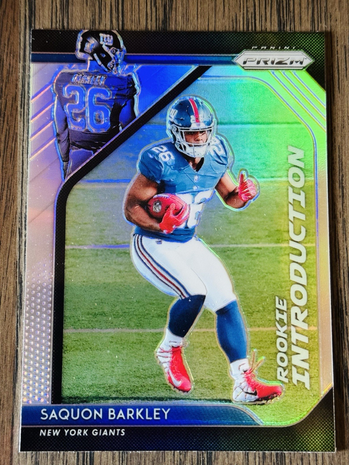Saquon Barkley #RI-2 Football Cards 2018 Panini Prizm Rookie Introduction trading card — raw and PSA graded price guide