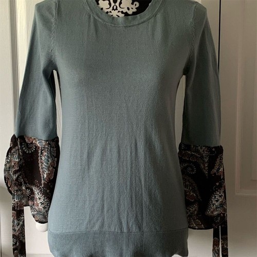 LOFT Damen Pullover Pulli blau Paisley Glockenärmel Größe S Petite - Bild 1 von 12