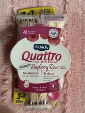 Women’s Schick QUATTRO Disposables Razors 4 PACK ~ Skintimate RASPBERRY RAIN