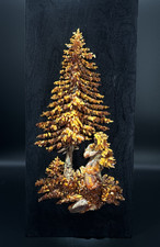 Vintage Genuine Baltic Amber Mosaic Tree Landscape Art 11" x 24" Large Panel