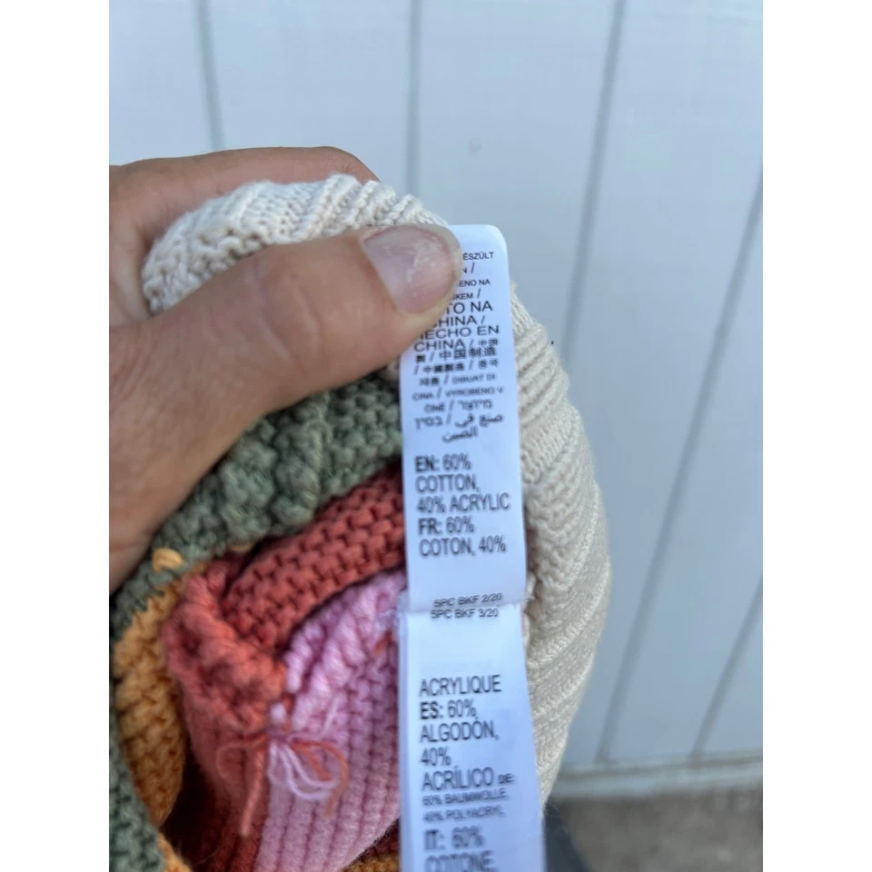 Billabong Knit Beanie Winter Hat, Striped, Ball On Top, Cotton Blend, One Size - Image 4 of 4