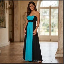 Windsor Jewel Tone  Blue  BlackFormal  Strapless Size M
