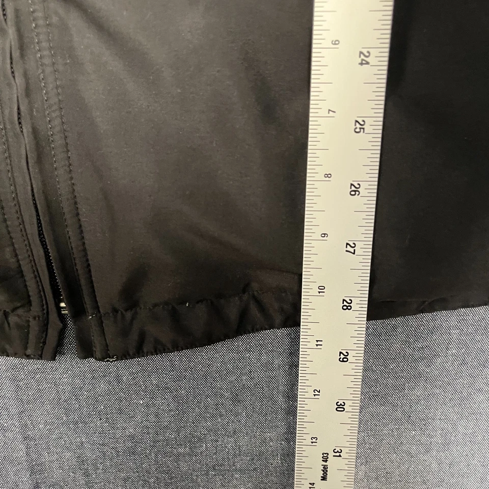 Jaqueta de atletismo Reebok masculina tamanho G preta com zíper completo aquecimento casaco corta-vento forrado - Imagem 4 de 4