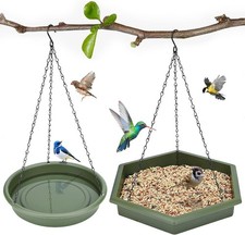 Hanging Bird Bath/Feeder 2-in-1 XL, PP Rustproof Tray for Outdoors Garden
