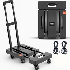 Folding Hand Truck 500 Lbs Heavy Duty Dolly Cart 6 Wheels 2 Ropes Luggage