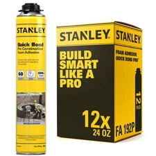 Stanley FA192P Quick Bond Pro Construction Gun Foam Adhesive 12 Pack - No Gun