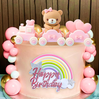 Rosa TeddybäR Tortendeko Zug BäR Kuchendekoration Party Dekoration | Rosa Teddyb