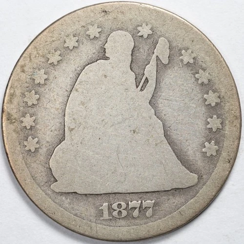 1877-P Seated Liberty Silver Quarter About Good (AG)