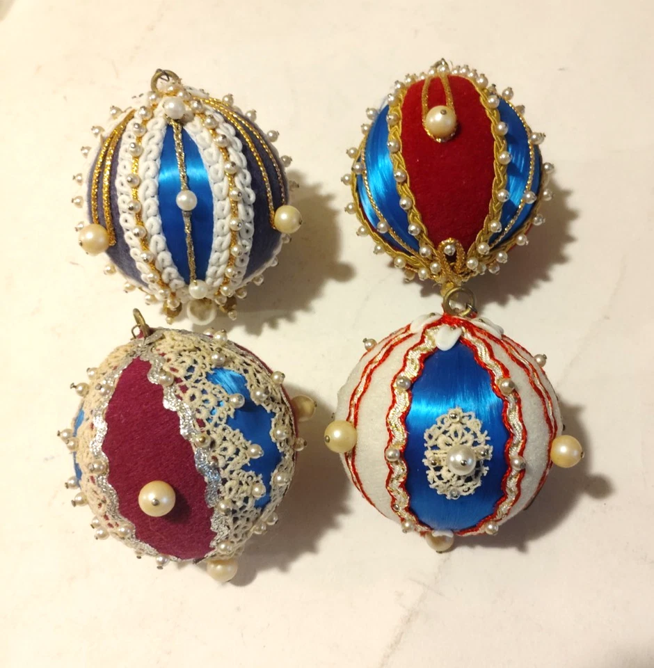 DE COLECCIÓN Lentejuelas Cuentas Push Pin Satinado Terciopelo Perla Encaje Adornos de Navidad - 4 Foto 3 de 4