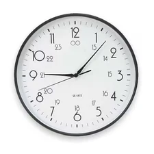 12" Analog Quartz Wall Clock, Black, 2Chz8