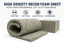 6lb RECON CHIP FOAM CUT TO ANY SIZE - ULTRA FIRM HEAVY DUTY HIGH DENSITY FOAM