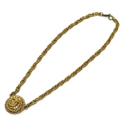 CHANEL 1985 3632 COCO Mark CC Logo Necklace Gold Vintage Authentic
