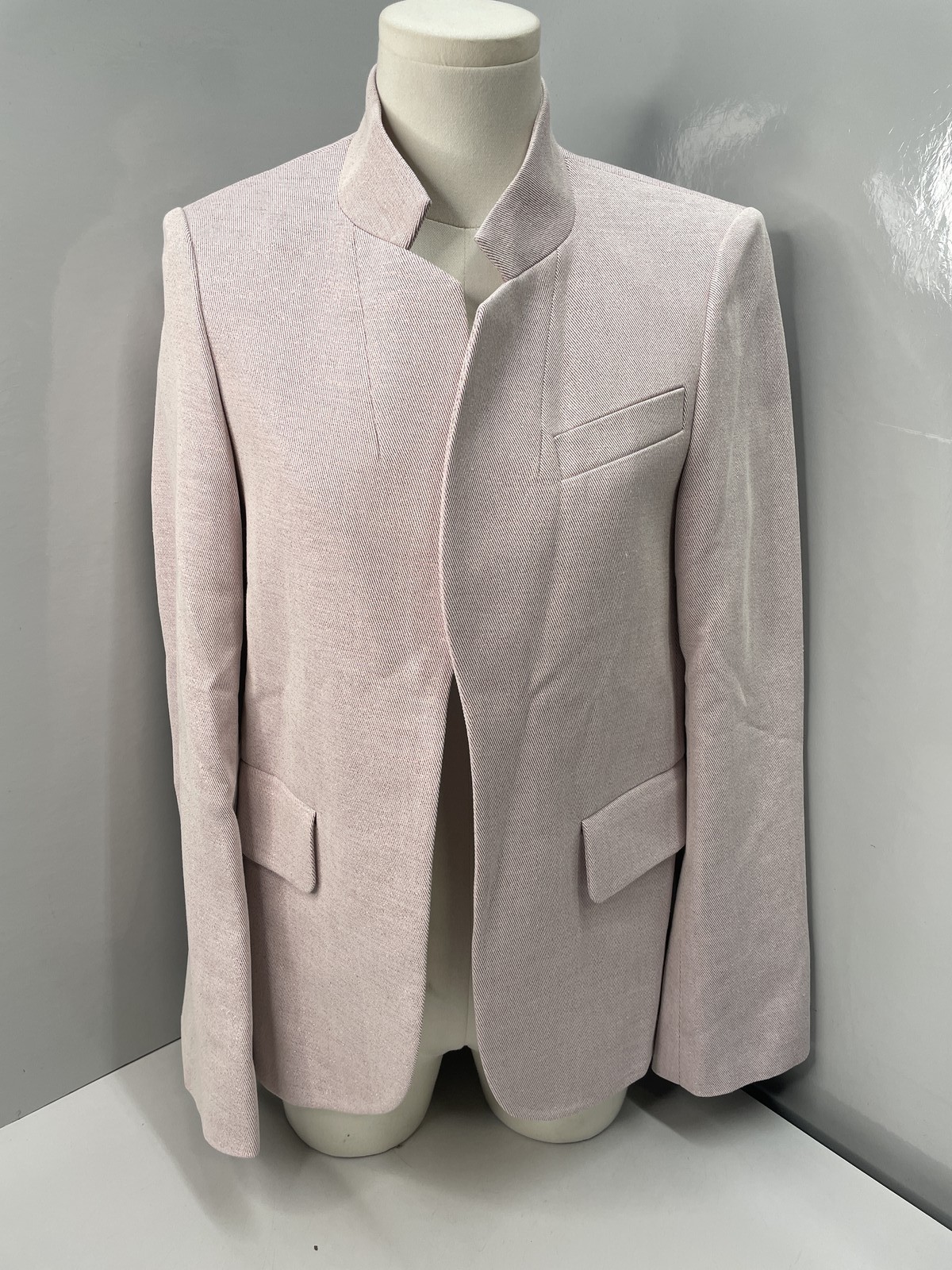 Zadig & Voltaire Womens Blazer Shimmer Pink Size US 4/ EU 34 Stand Collar Cotton