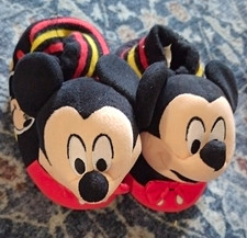 Disney Junior Mickey Mouse Slip-On Slippers Black/Red/Yellow Sz 9-10 Non-Slip