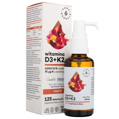 Aura Herbals Vitamin D3 4000 IE K2MK7 Tropfen hochdosiert MCT-Öl 50 ml