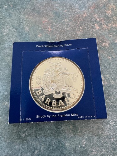 BARBADOS 10 DOLLARS 1975 PROOF COIN IN BOX WITH NEPTUNE ON IT - Picture 3 of 3